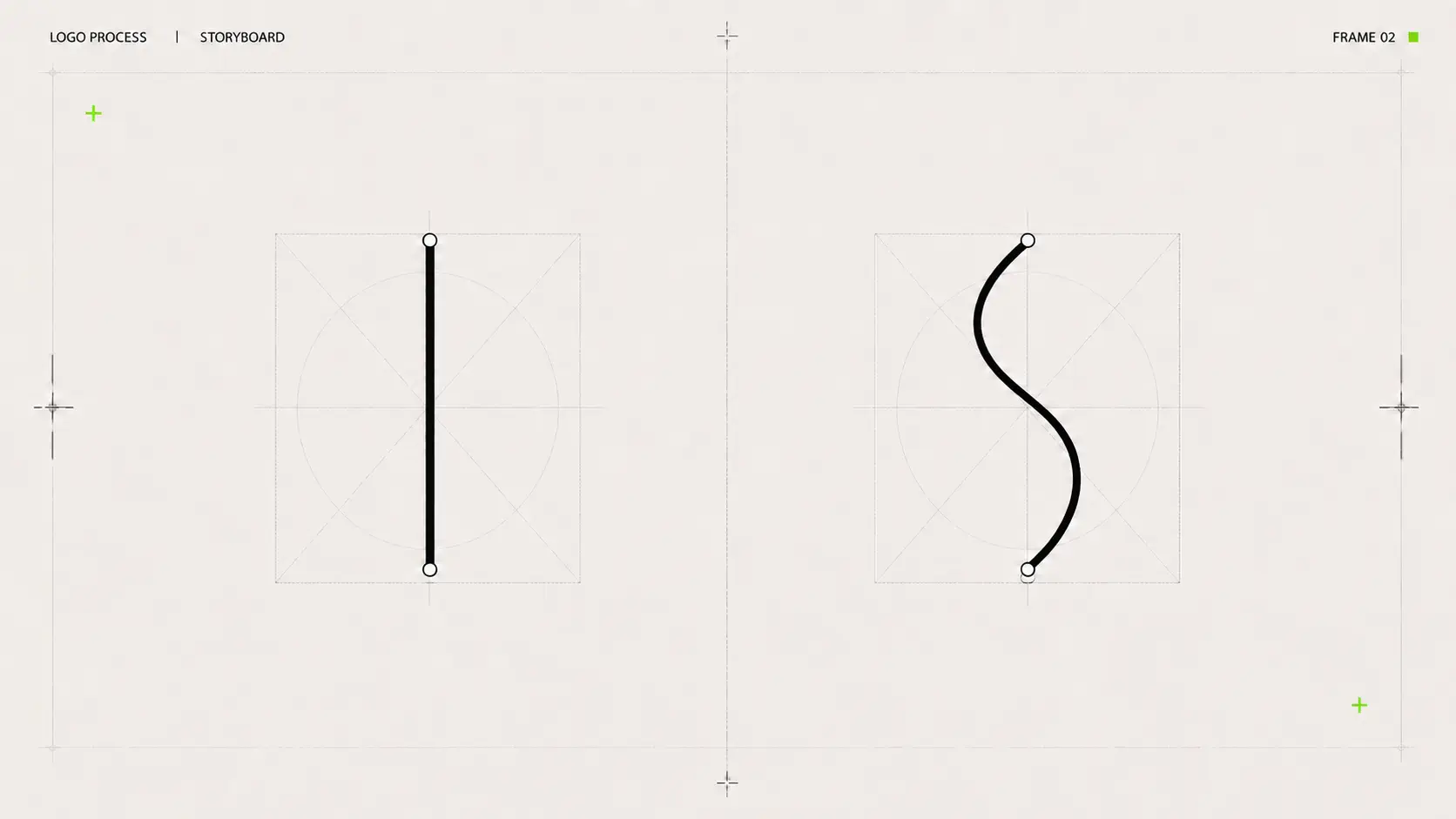 SHIDAFA Logo 结构组合过程，画面展示分散的直线与曲线沿运动路径逐步组成完整标志。